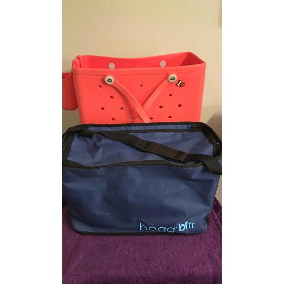 XL BOGG BAG COMBO Coral Large Tote Beach Bag With Cooler & Cup Caddy - Picture 8 of 11